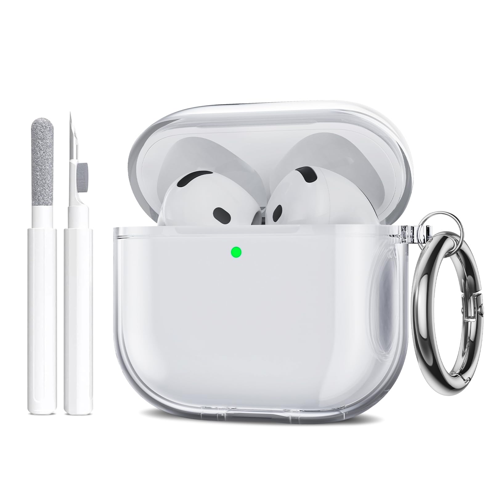 Maxjoy for Apple Airpods 4th Generation Case Cover(2024), Silicone Case with Cleaner Kit & Keychain Compatible with Airpods 4 case for Women,