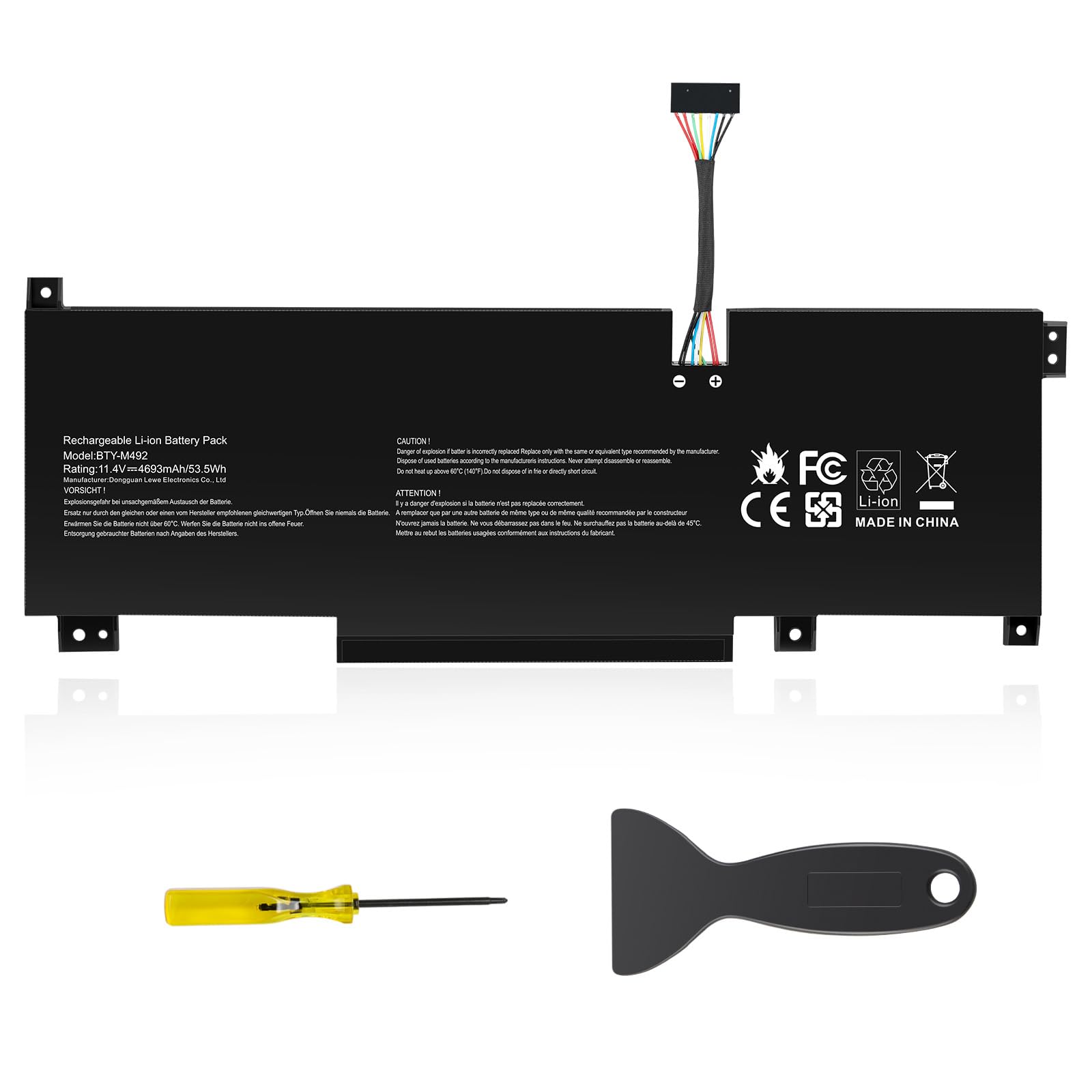 ASUNCELL 11.4V/53.5Wh BTY-M492 Batterie d'ordinateur Portable pour Msi Katana GF66 11UC 11UE 11UD 11SC 12UE, GF76 11UC 11UD 11UE 11SC 12UD 12UE, Pulse GL76 11UEK 11UDK 11UCK, Crosshair 17 A11UDK