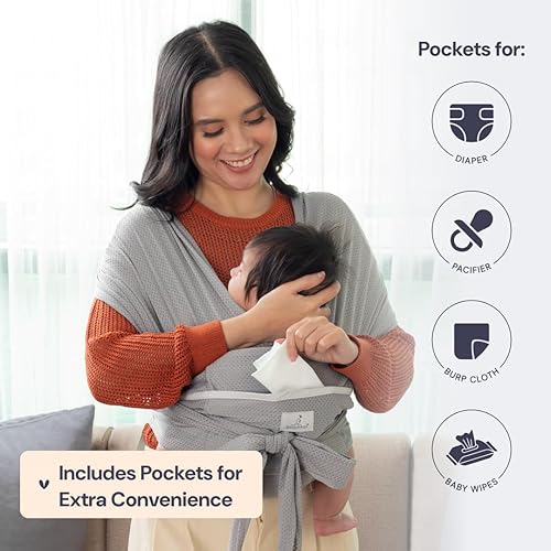 Miniatura 5 de BabbleRoo Portabebés Baby Essentials, seguro y cómodo, transpirable, fácil de usar, ajustable de XS a XL, promueve la vinculación entre padres e