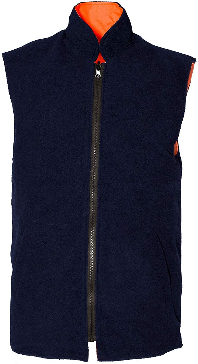 TrendyFashion Herren Warnweste, reflektierend, gefüttert, wendbar, Fleece, Arbeitskleidung, warme Weste, Körperwärmer, Weste