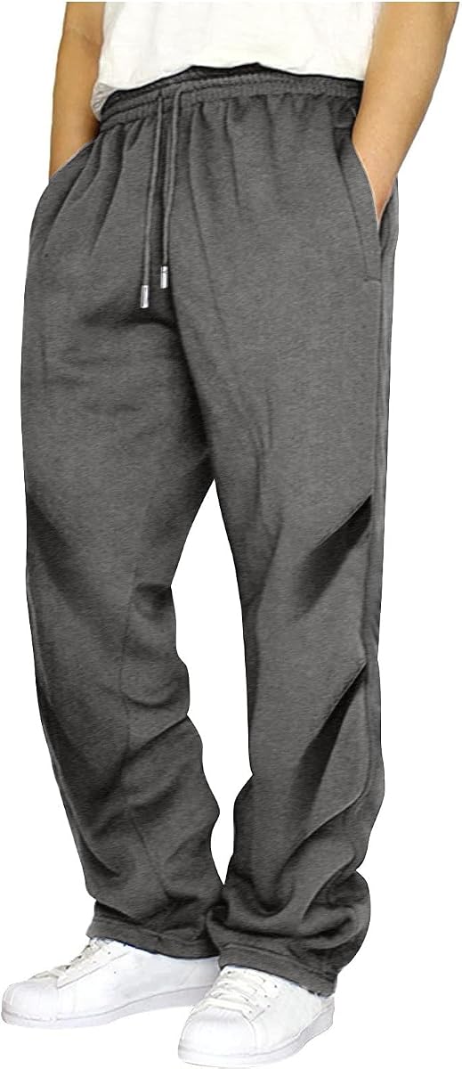 Pantalones de chándal para hombre con parte inferior abierta para hombre con bolsillos, pantalones deportivos holgados para correr, casual