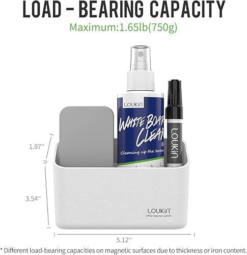 Miniatura 2 de loukin Paquete de accesorios para pizarra blanca, soporte magnético y adhesivo, paquete de 2 unidades pequeño y grande (blanco)