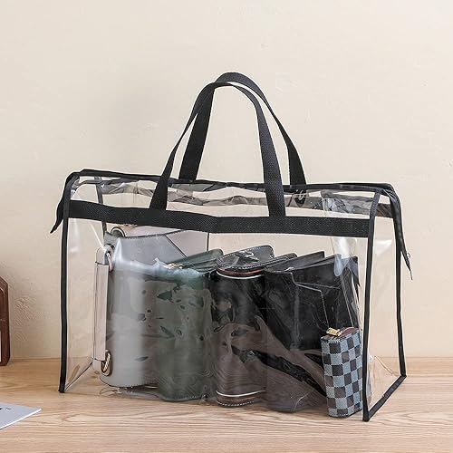 Miniatura 9 de Bolsas transparentes a prueba de polvo, 12 x 8 x 5 pulgadas, protector de almacenamiento con cremallera, bolsa de mano transparente para colgar para