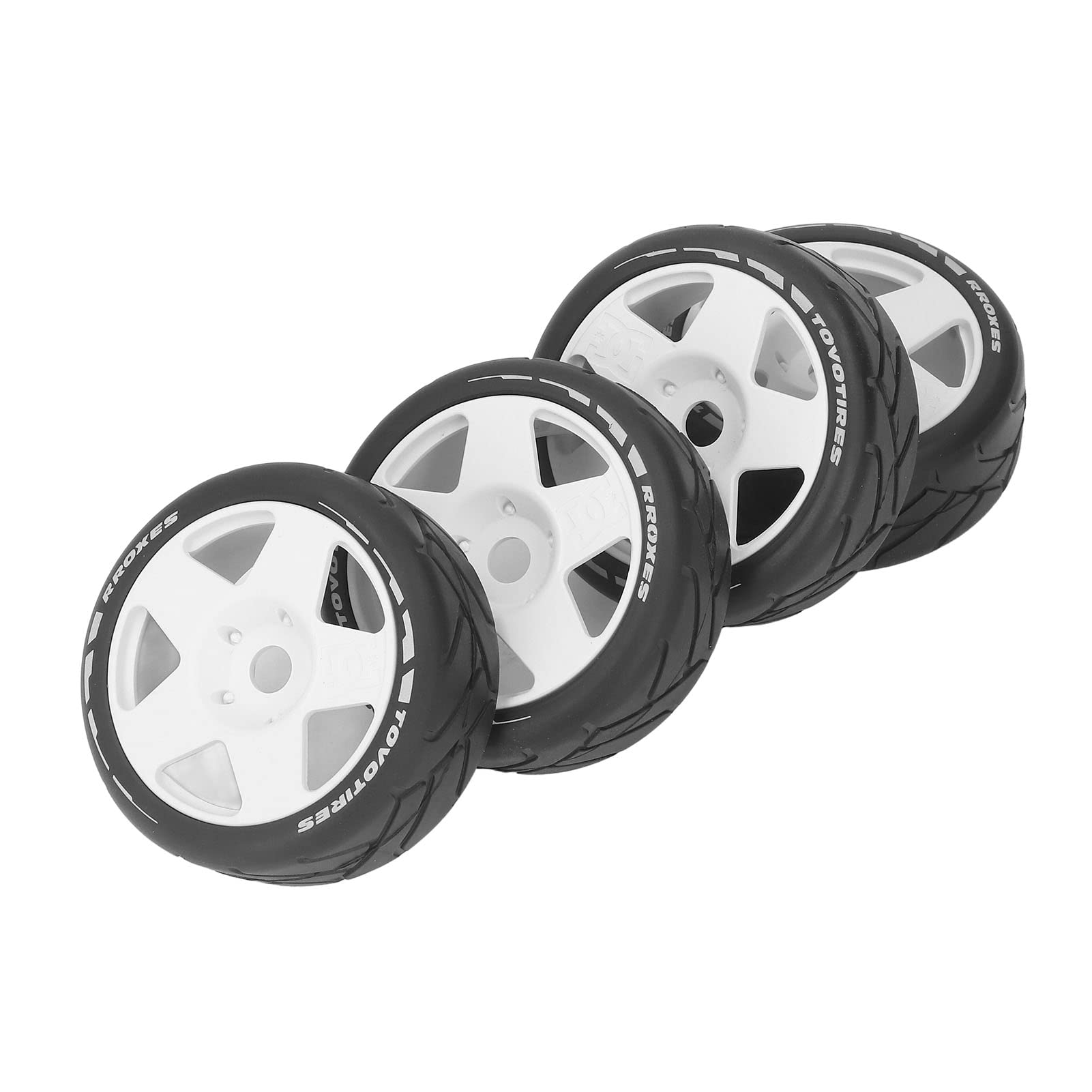 RiToEasysports Neumático de 4 Piezas, Ruedas 1/8 GT RC, Neumáticos de Carreras de Carretera con Agarre Fuerte, Resistentes Al Desgaste en Ruedas de Carretera con Adaptador de 17 Mm, Ejes de