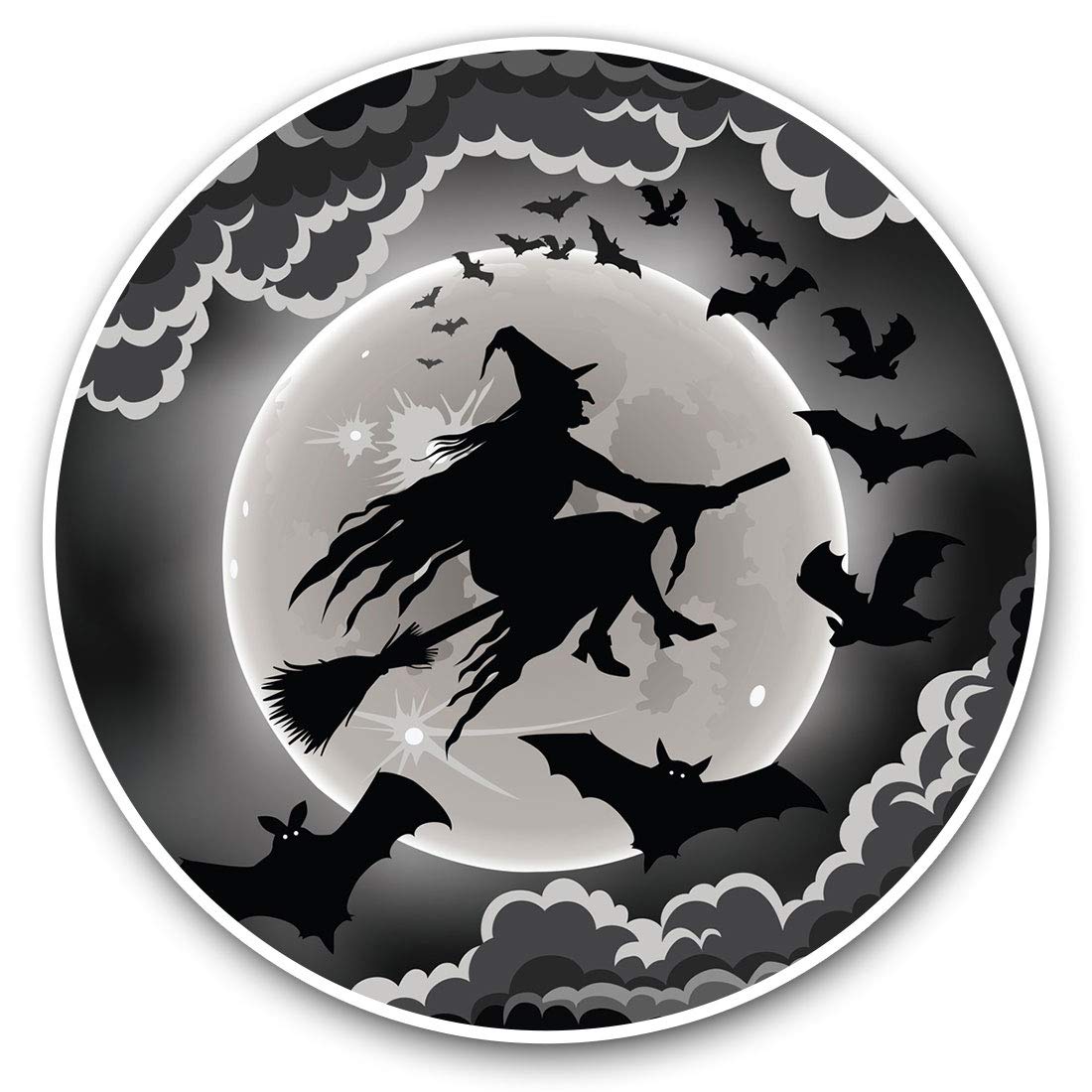 Destination Vinyl Ltd Flying Witch Witchcraft Bats 14408 2 X 30Cmvinyl Stickers - Flying Witch Witchcraft Bats Decals For Car Van Luggage Scrap Book Fridge #14408