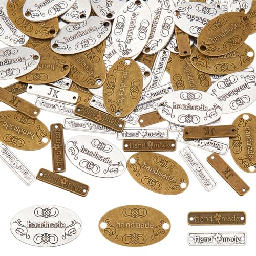 Pandahall 88 Etiquetas de Metal Hechas a Mano de 2 Formas Etiquetas de Aleación Tibetana Hechas A Mano Colgantes Abalorios Etiquetas de Metal para Manualidades Joyería