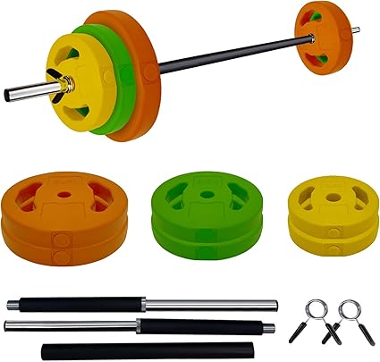 Barbell Weight Set for Lifting, Adjustable Barbell Set for Home Gym, PU Coating