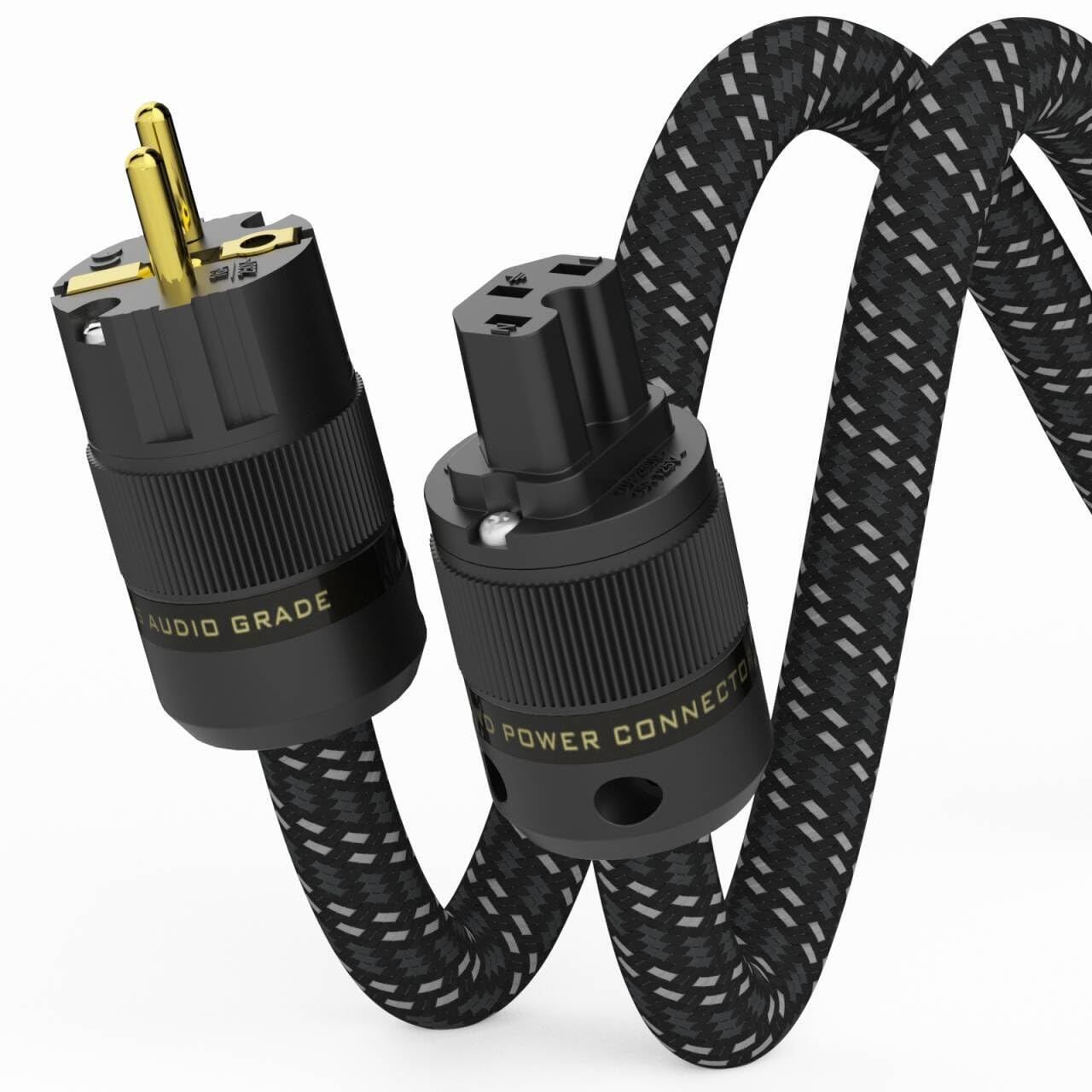 Monosaudio D521 High-End HiFi Netzkabel, audiophiles Stromkabel 1 m mit Kupferabschirmung, C15-Kaltgerätekabel mit IEC und Schukostecker für DVD/Verstärker/Decoder/Subwoofer/AMP
