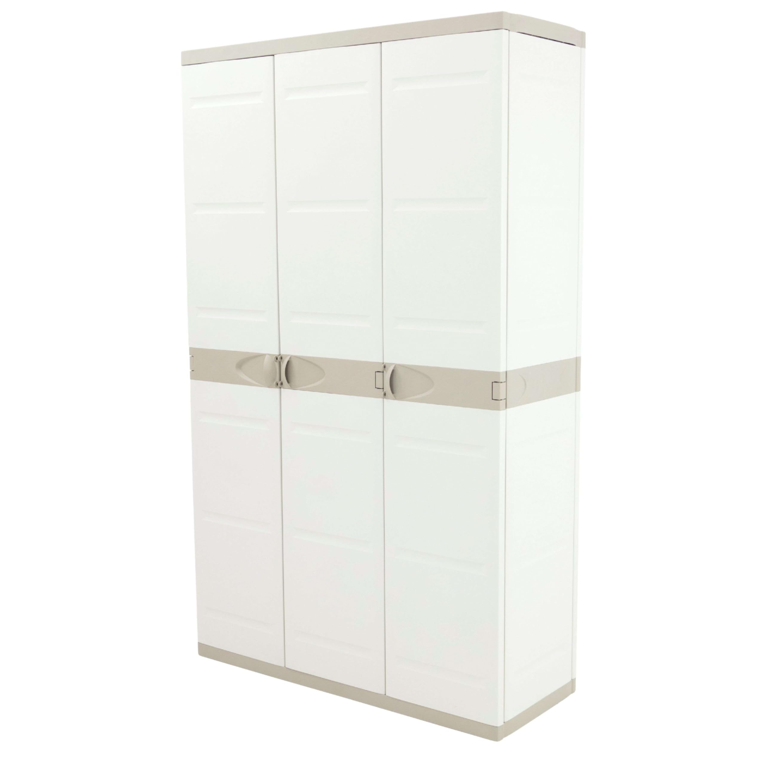 Miroytengo Armario de Jardín 3 Puertas Titanium, Armario de Resina 4 Estantes Regulables Beige 105x176x41 cm