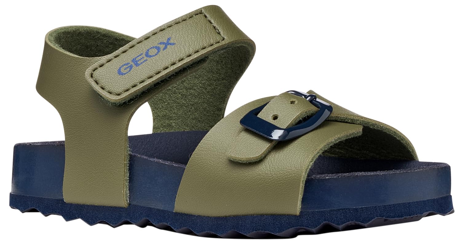 Geox B Chalki Boy Sandal, Olive/Navy, 26 EU