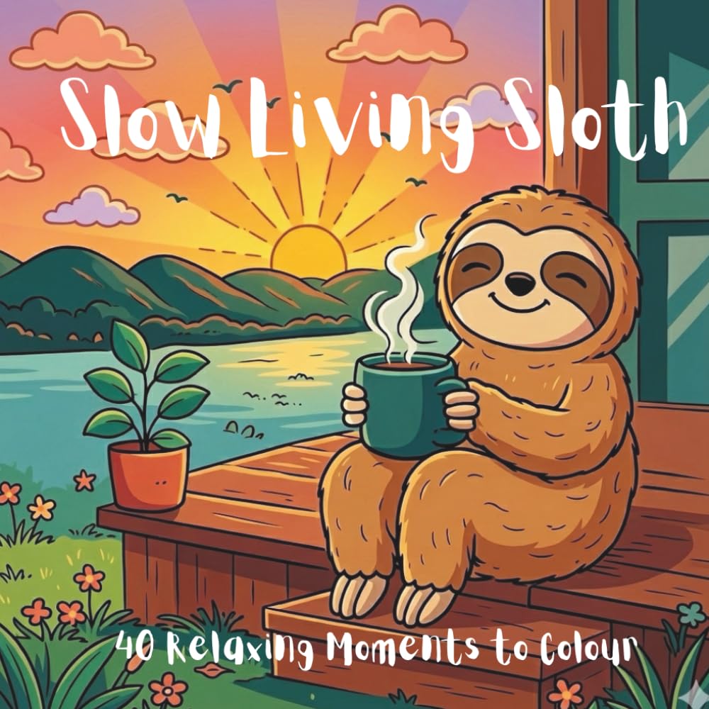 Slow Living Sloth: 40 Relaxing Moments to Colour (Slow Living Sloth Series)
