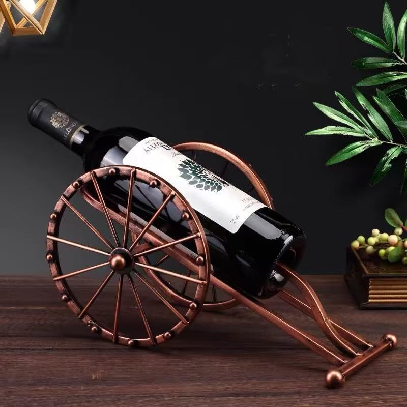 Rustic Cannon-Shaped Single Wine Bottle Holder: Space-Saving Beer & Wine Storage