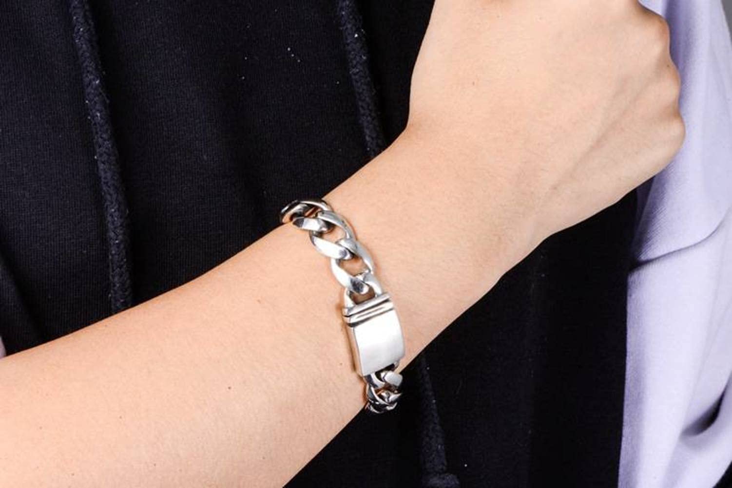 Pulsera de Plata S925 Pulsera de Hombre de Estilo Simple Tejido Brillante Dominante de Los Hombrespulsera