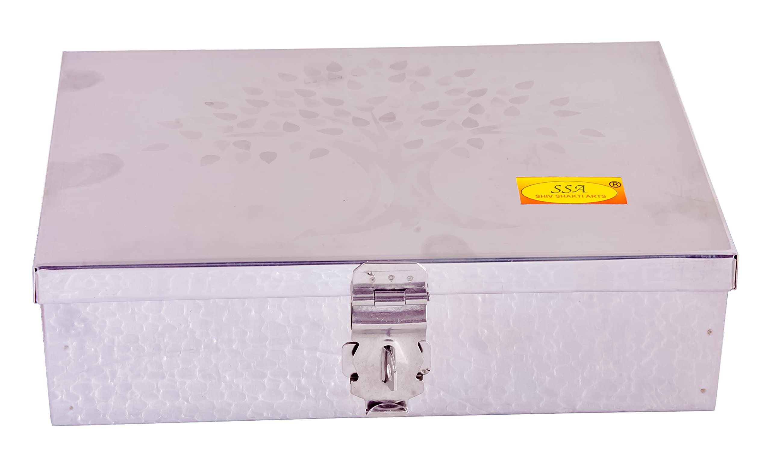 SHIV SHAKTI ARTS Stainless Steel Spice Box, 6 Compartment, Masala Dabba Utility Container, Masala Peti (1 piece,Steel,Large) W-18 cm, H-6.5 cm, L-26 cm - Image 9 thumbnail