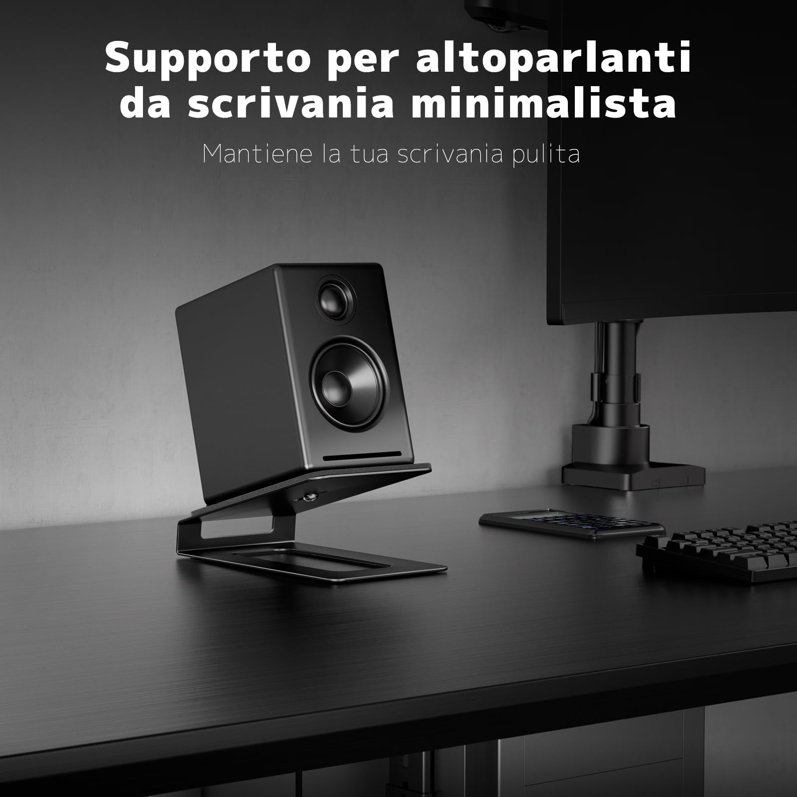 Supporti Altoparlanti PUTORSEN con Ammortizzatori | Portata 10 kg | Inclinazione 16° | Altezza 7,5-10 cm | Per PC e Studio (Coppia)