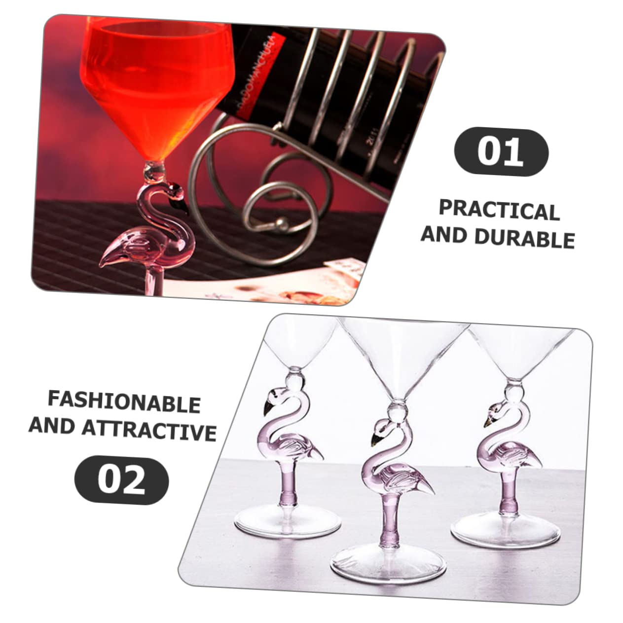 Amosfun Verres à Vin Résistant à L'usure en Verre Lot de 2 Domestique Design Créatif et Délicat Capacité 330 Ml pour Fêtes et Bars