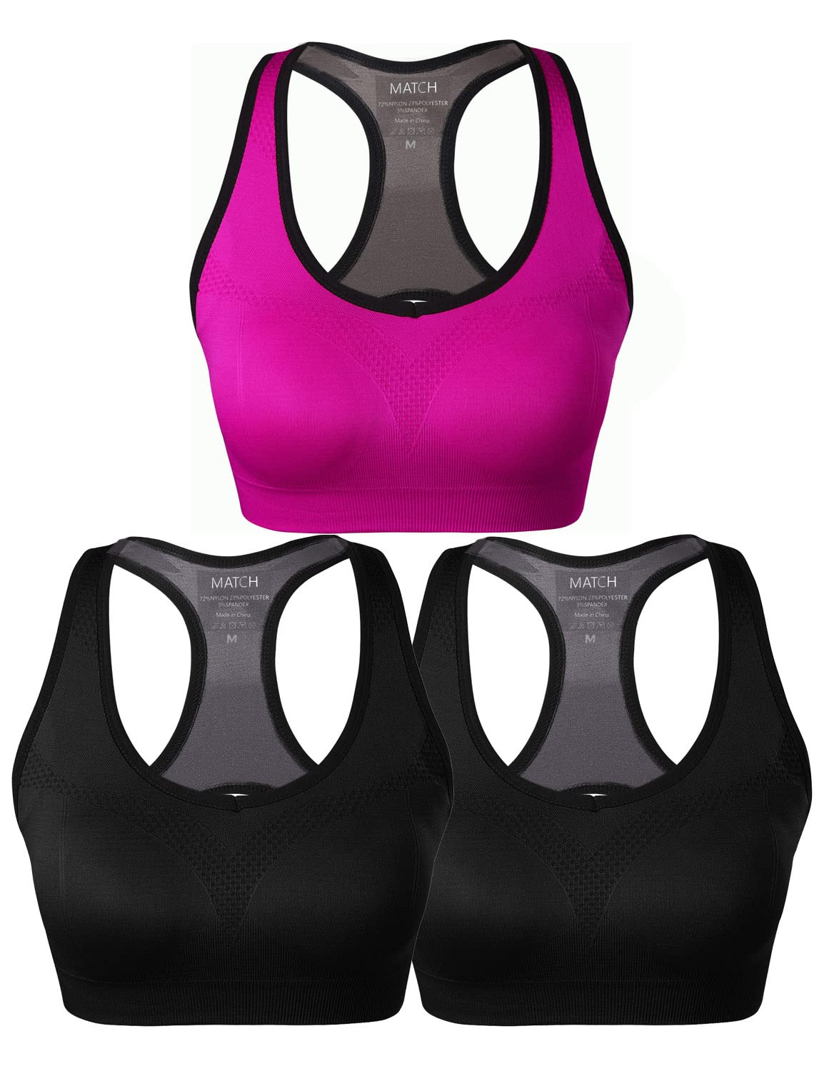 Match Sujetadores deportivos con espalda cruzada para mujer, sin costuras, con tirantes delgados, para yoga, gimnasio, correr, fitness, sujetadores deportivos