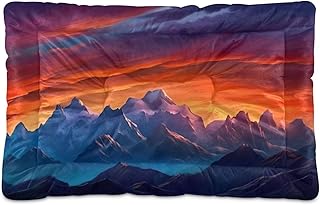 Kigai Sunset Mountain Dog Bed Machine Washable Pet Bed Mattress Comfortable Soft Pet Bed Mat Non-Slip Bottom Couch for Small Medium Dogs,36x24 Inch