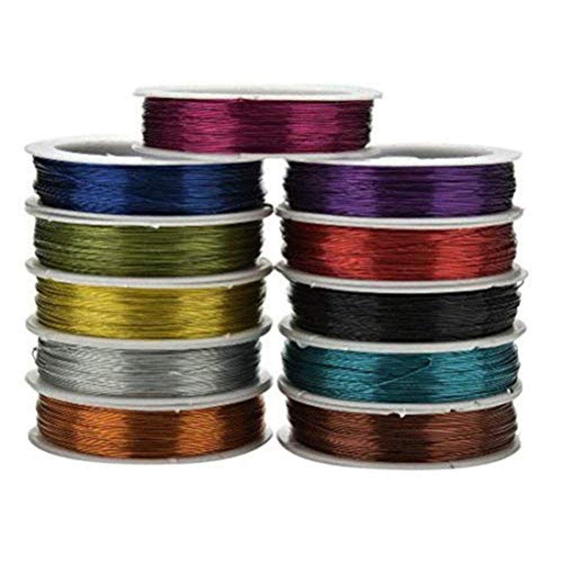 DIY Crafts 10 Color Offer, Combo Offer, Rolls 1-10 Colors 26 Gauge (0.4mm) Copper Jewelry Beading Wire Tarnish Resistant Metal Wire Crafts Beading Jewelry (10 Color Offer, Combo Offer)
