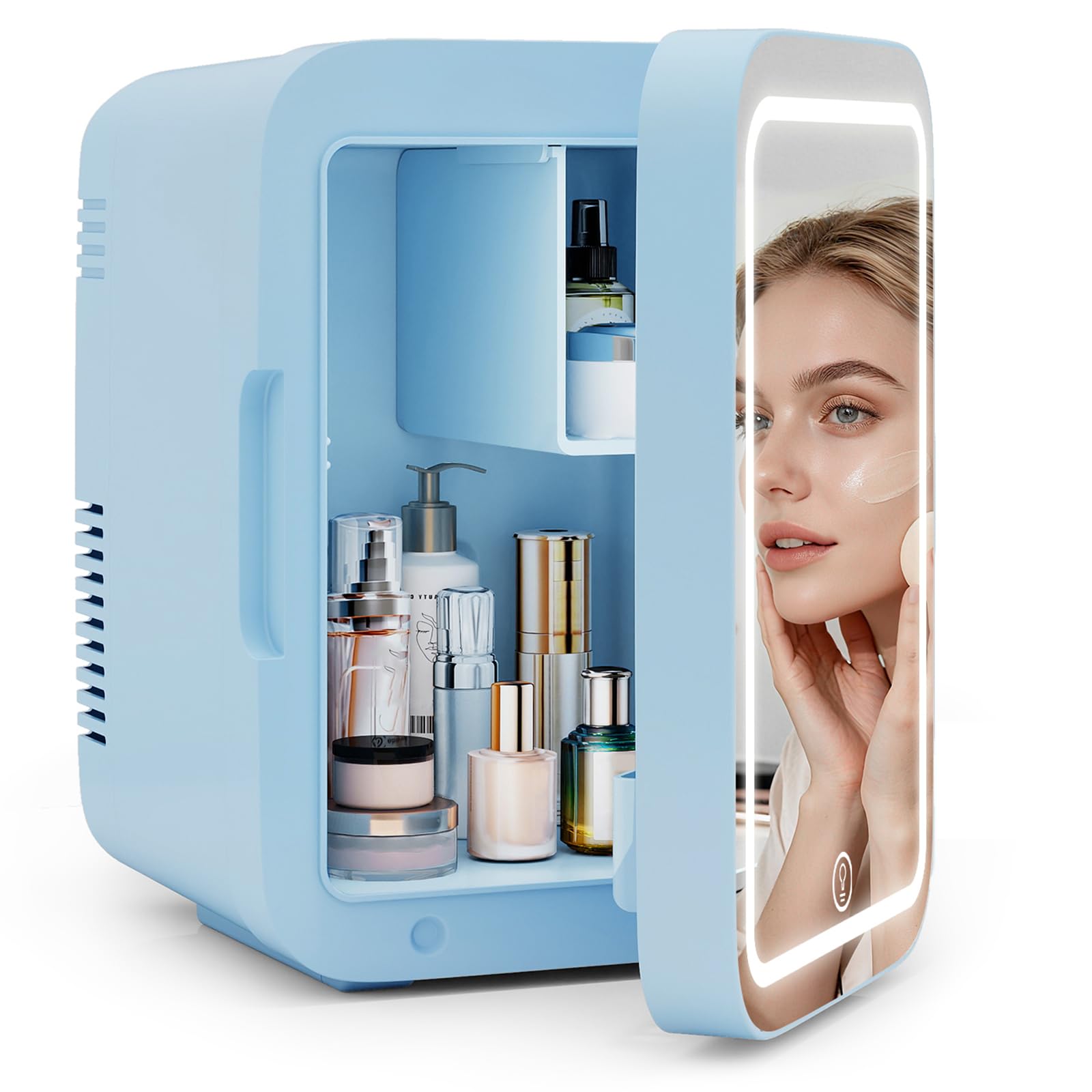 ARTETHYS Mini Fridge for Bedrooms 4L Skincare Beauty Fridge with LED Mirror Compact Car Fridge for Home Office Cosmetic, 220V AC/12V DC — view 11