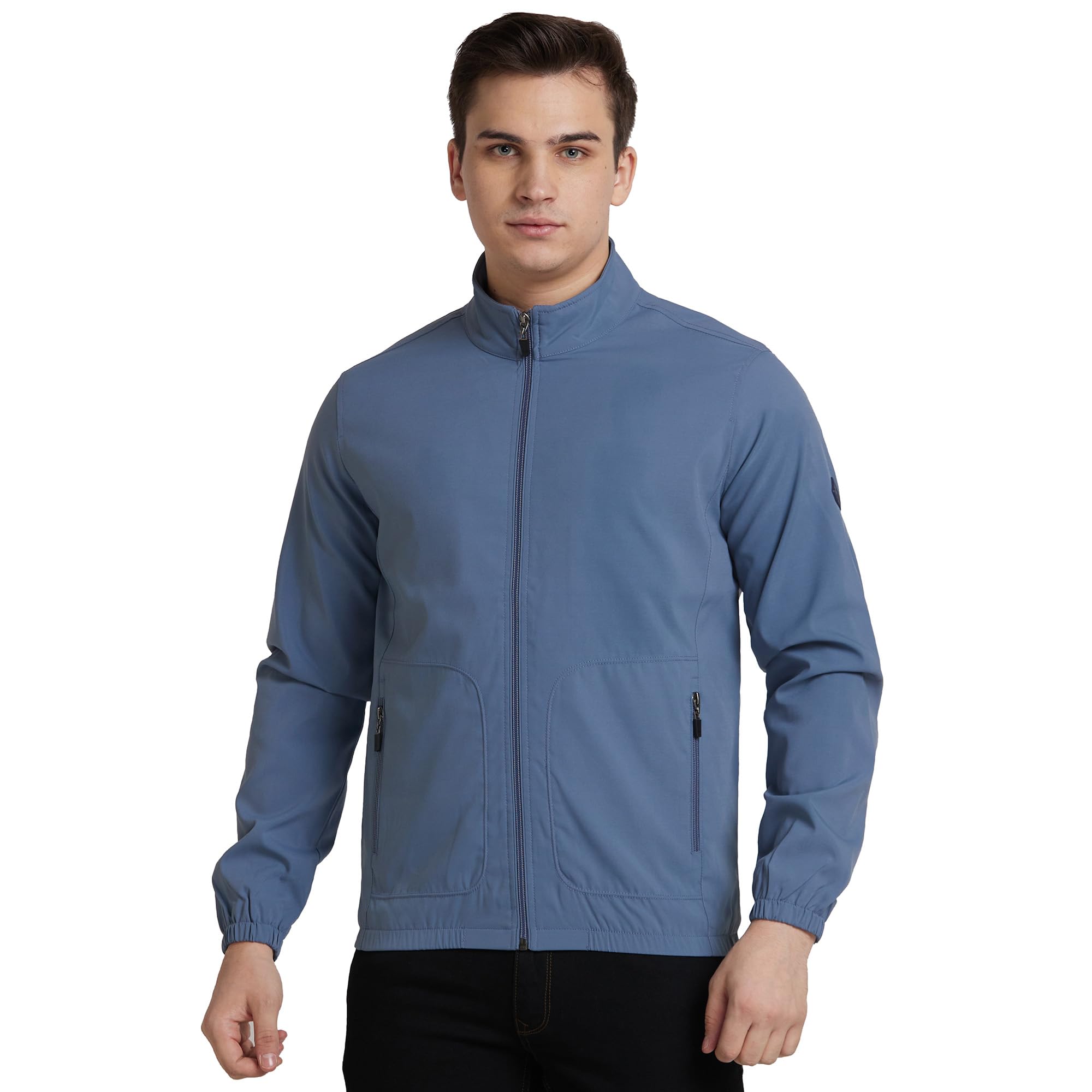 park avenue Men Polyester Standard Length Regular Fit Solid Pattern Pure Band Collar Full Sleeve Casual Outerwear Jacket-picture-28