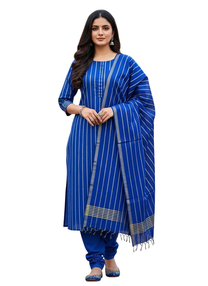 Womens Banarasi Plain Zari Border Cotton Unstitched Suit Fabric-image-36