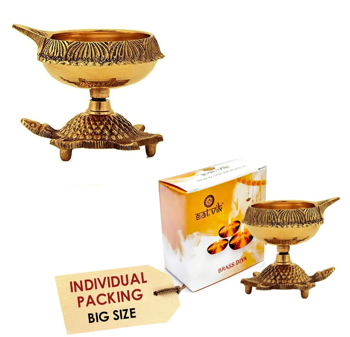 Buy 100 Pure Traditional Brass Diwali Diya ( 2 pc Set ) Indian Pooja