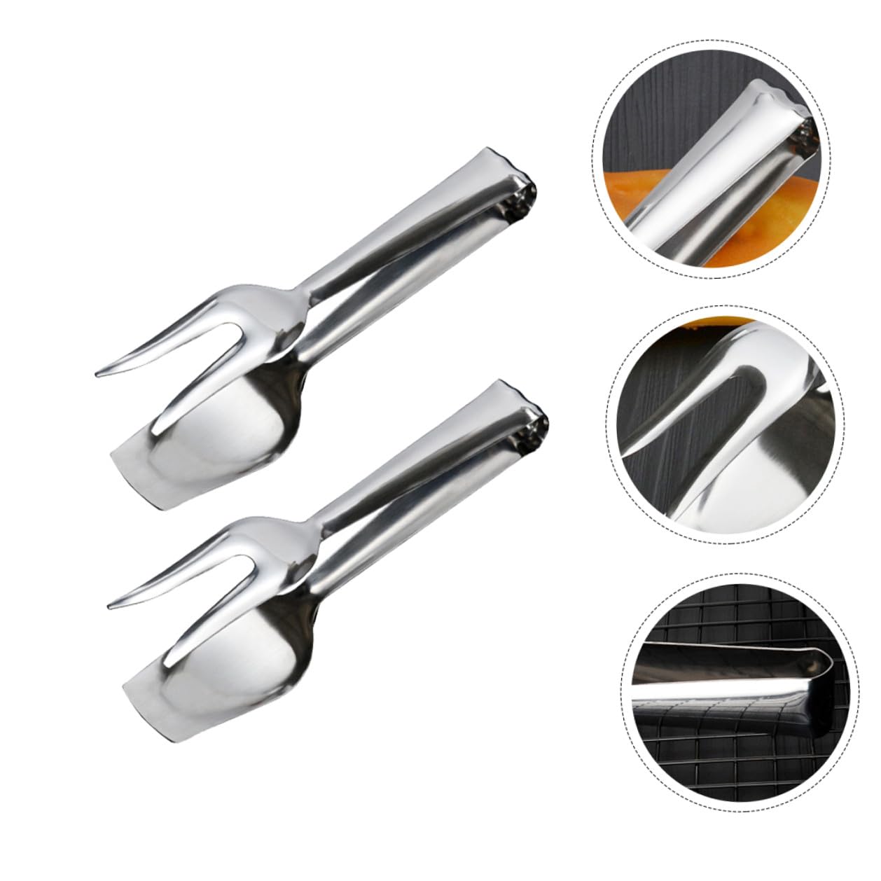 2 pezzi Pinze da Cucina in Acciaio Resistente Clip Alimentari per Barbecue e Buffet per Servire Pane Torte e Insalate Maneggevoli e Sicure al Calore