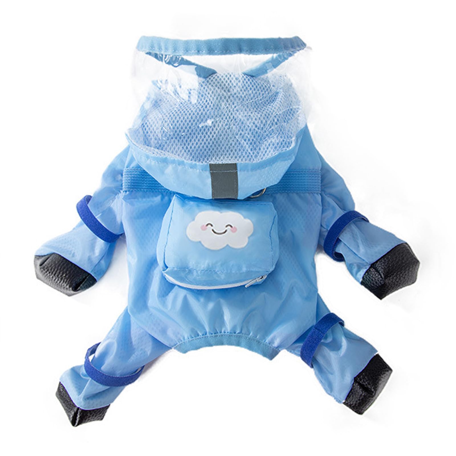 PETCUTE Chubasquero para Perros con Capucha,Ajustable Impermeables para Perros con Banda Reflectante,Cuatro Patas,Ligero Impermeable Chaqueta para Perros Pequeños y Medianos