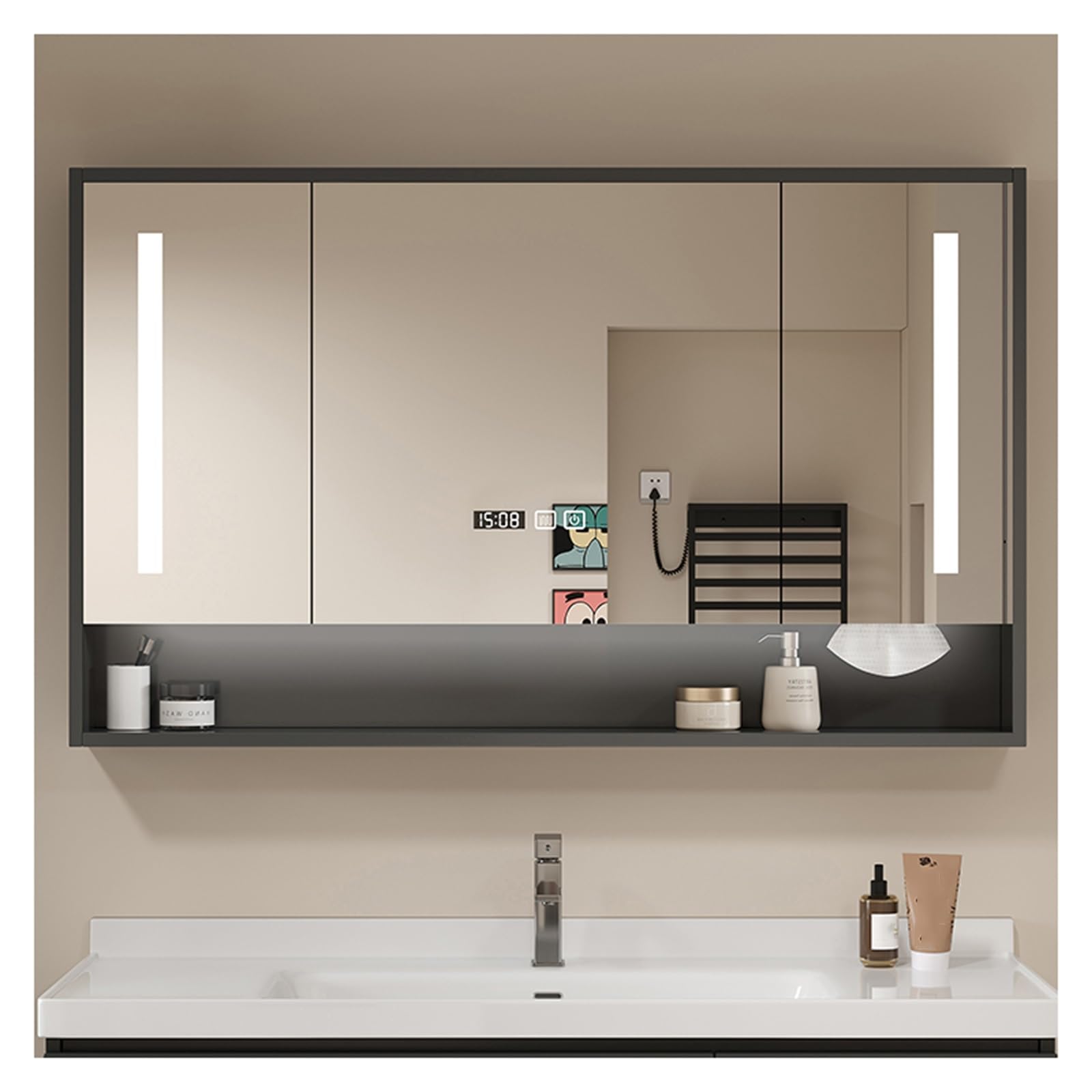 FGXHHS cabinet，led for bathroom，Bathroom Wall Cabinet Medicine Cabinet，Bathroom Mounted with mirror，bathroom storage(A,W110*H70cm/W43.3*H27.6in)