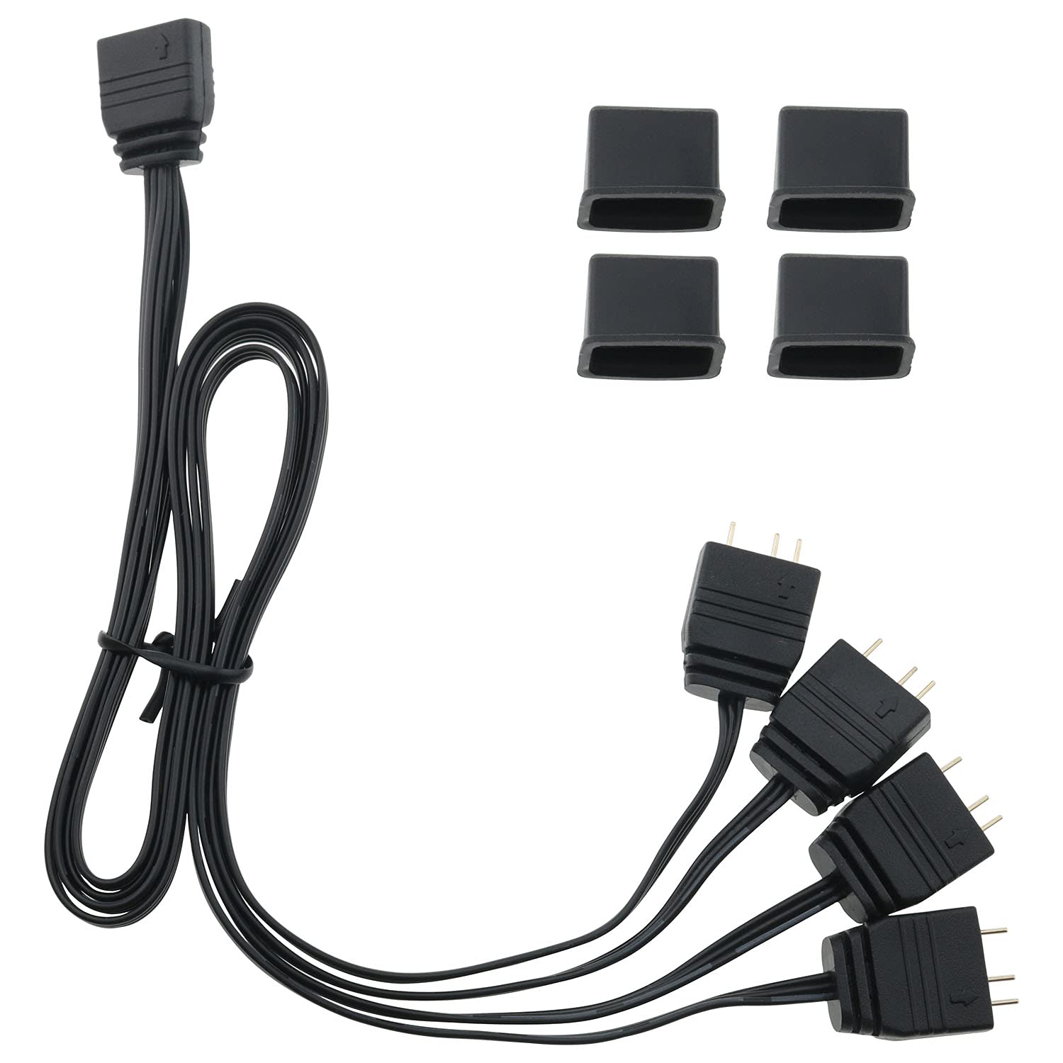 ARGB Splitter Cable 5V 1 Female to 4 Male 3 Pin Extension Cable for Computer Chassis, CPU Cooler and Fan - 33.5cm/13.19inch