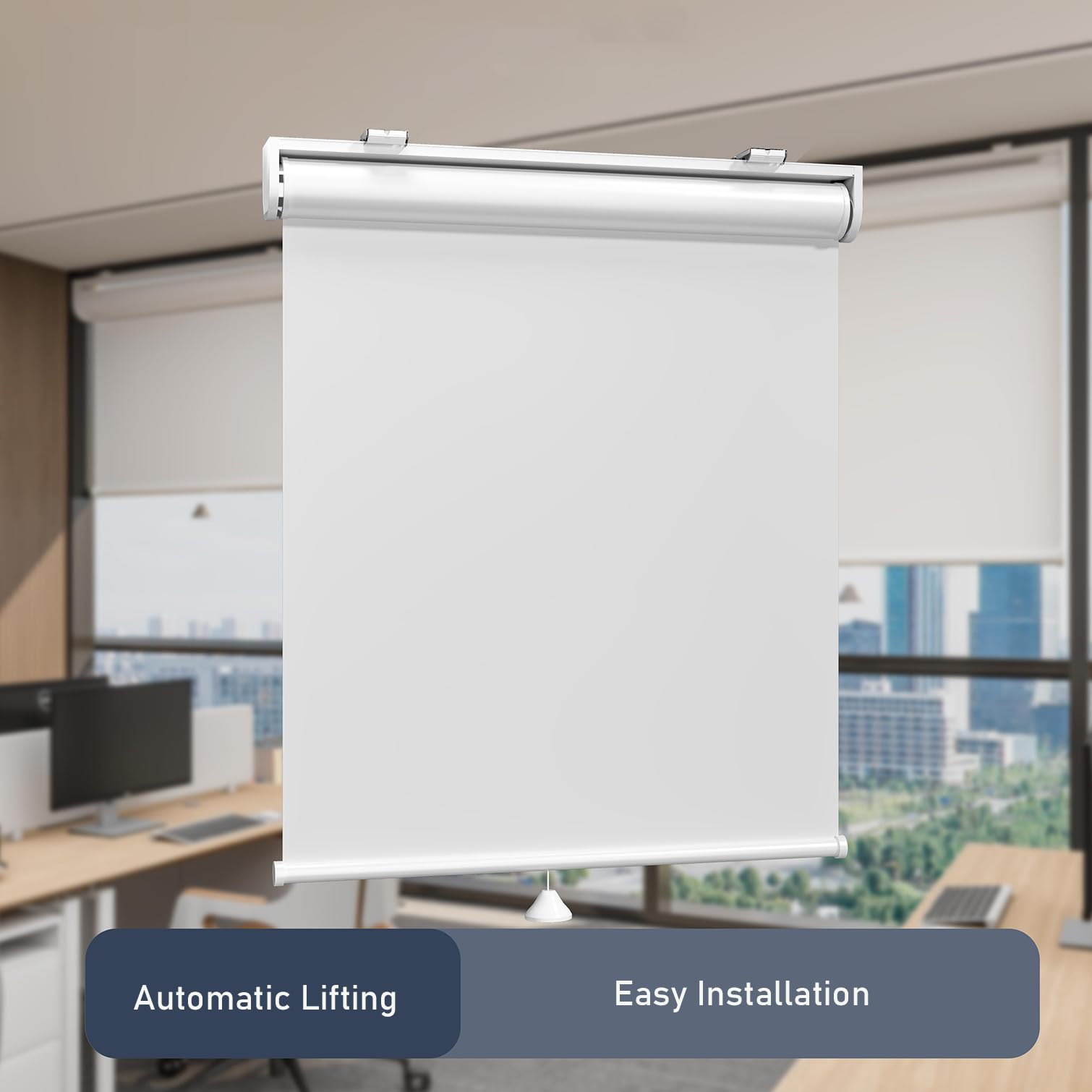 Tenda a Rullo Oscurante per Finestre,Tende Avvolgibile con Sistema a Molla,Protezione UV,Isolamento Termico,per Casa,Ufficio,Bianco,Personalizza,Larghezza x Altezza (160cm x 100cm)