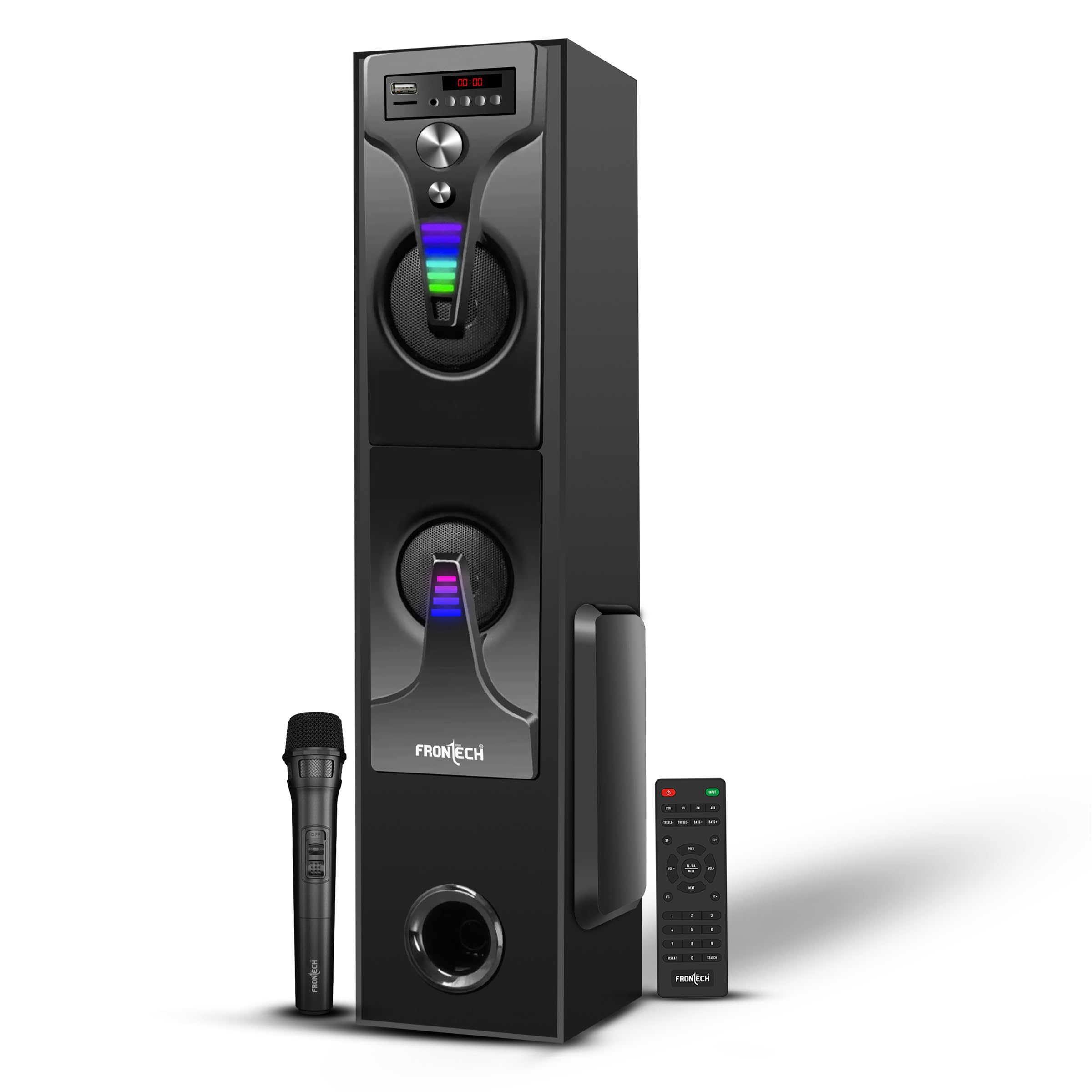 FRONTECH CRUX-165 Series 60 Watt Tower Speaker with Bluetooth 5.0 Wireless Technology with LED Digital Display and USB Port and Wired Mic for Karaoke with Volume Control (SW-0165)