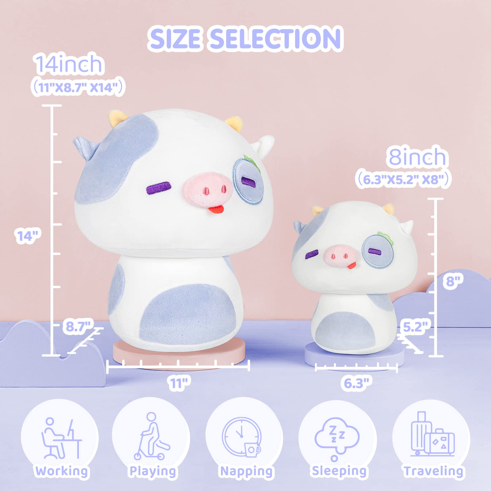 Mewaii 20CM Peluche Cuscino Kawaii Giocattoli per Bambina Cuscino di Peluche Animali Kawaii Giocattoli Abbraccio Morbido Cuscino a Forma di Fungo Cuscino Giocattolo Regalo 3 Anni in su