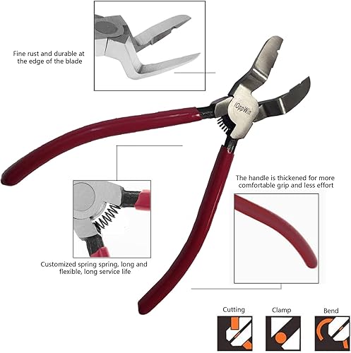 Miniatura 3 de IOppWin Alicates rojos Alicates de corte diagonal multipropósito cortadores de alambre para coche, retenedor de empuje para automóvil, clip de