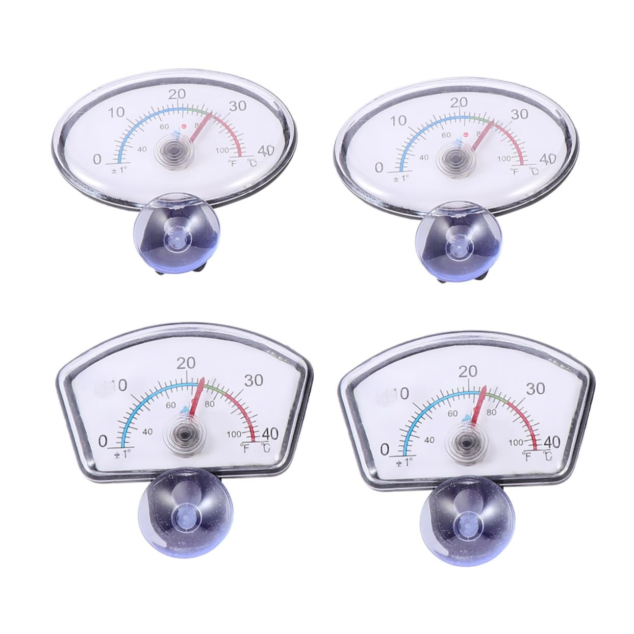 IWOWHERO 4Pcs Dial Thermometer for Fish Tank and Aquarium Accurate Water Thermometer Fan Shaped Design for Reliable Measurement Aquatic Environments