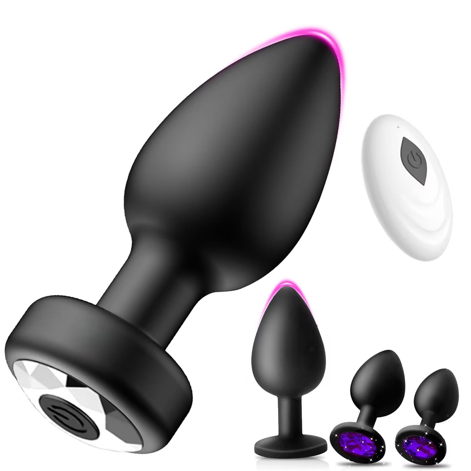Anal Plug Vibrator Butt Plug 4PCS Silicone Anal Toys Butt Plug Training Kit with Remote Control 10 Frequency