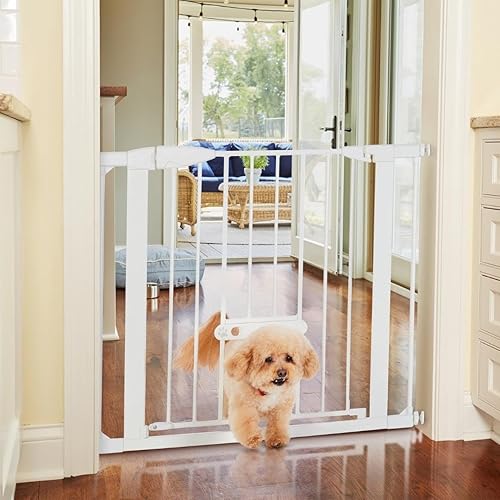 MYPET North States Puerta de paso amplia EasyPass para mascotas con puerta ajustable patentada Puerta para perros de 29.75-37.5" de ancho. Montaje a