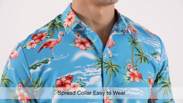 SSLR Mens Hawaiian Shirt Flamingos Casual Short Sleeve Button Down Shirts Aloha Shirt - Image 8