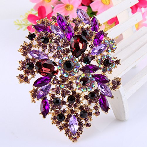 Image of EVER FAITH Women's Austrian Crystal Vintage Style Flower Leaf Cluster Brooch Pendant