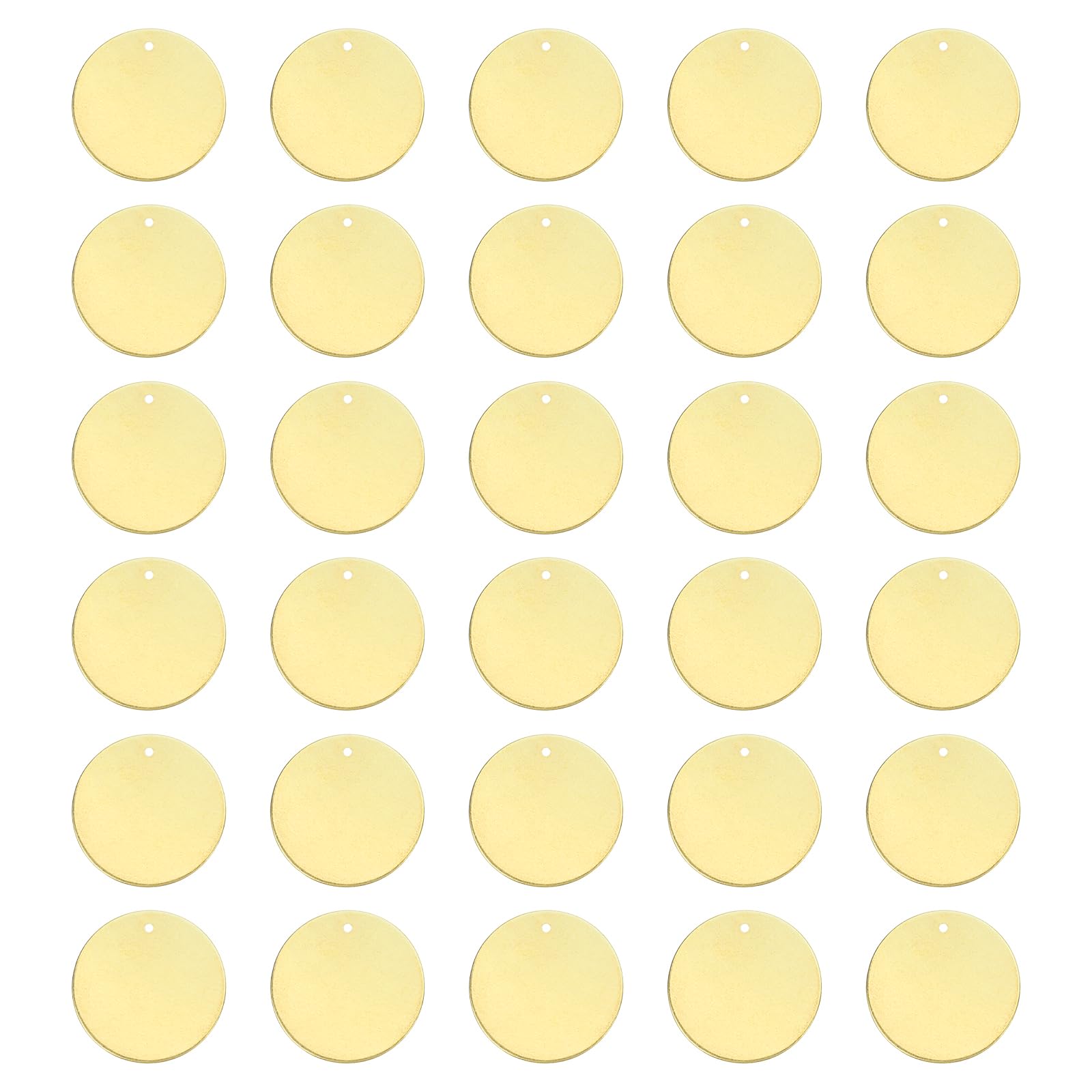 uxcell Round Brass Tags, 50Pcs 18mm/0.7" Blank Brass Disc Stamping Tag with Hole for DIY Crafts Pendants Labeling Making