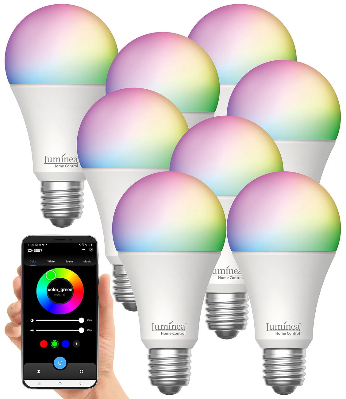 Luminea Home Control Glühbirne Farbe: 8er-Set WLAN-LED-Lampen, E27, Matter-kompatibel, RGB, CCT, 806 Lumen (LED-Glühbirne E27 kaltweiß, warmweiß WiFi, Leuchte)