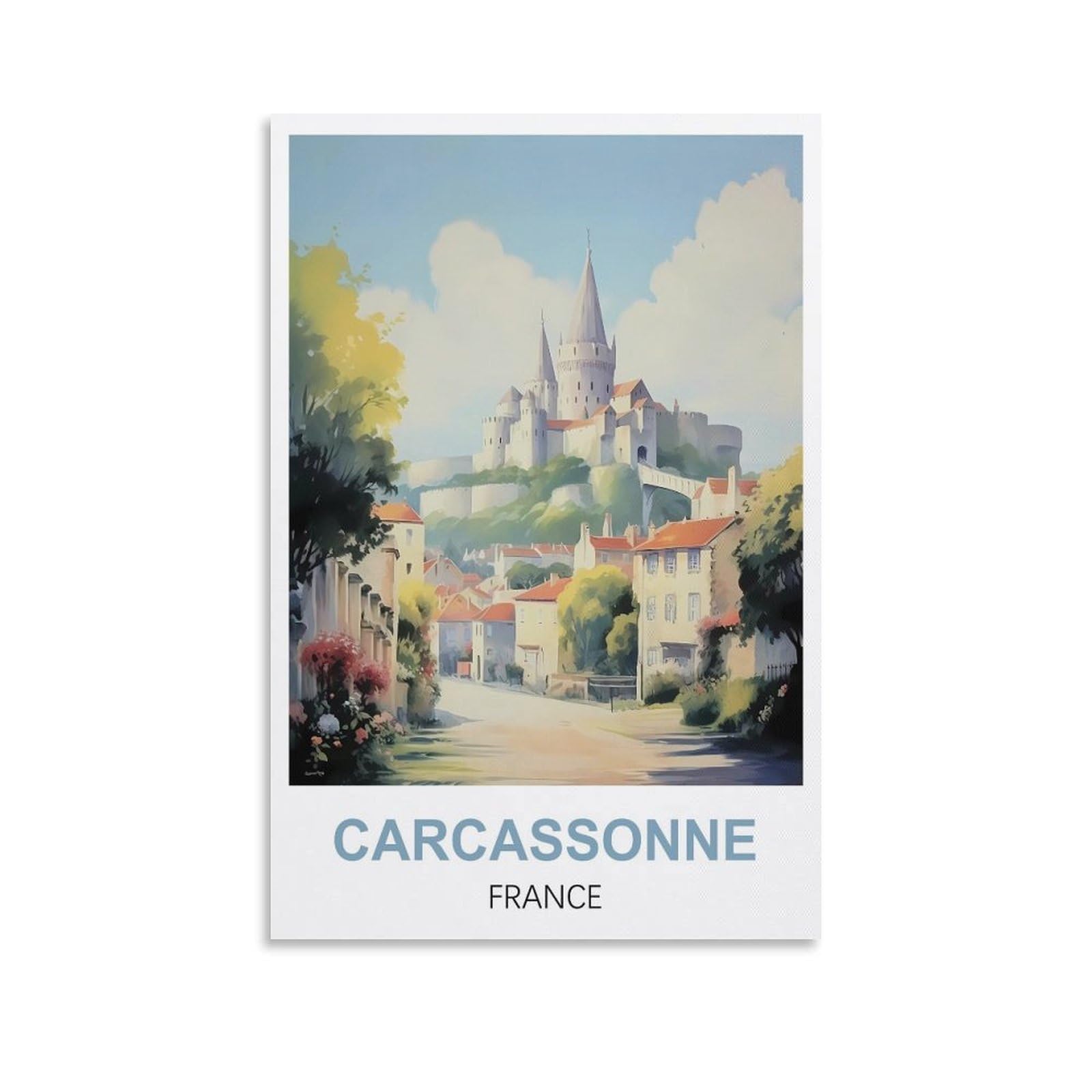 CYYHGEE Carcassonne France Vintage Travel Poster 08x12inch(20x30cm) Canvas Poster Wall Art Living Room Home Decor