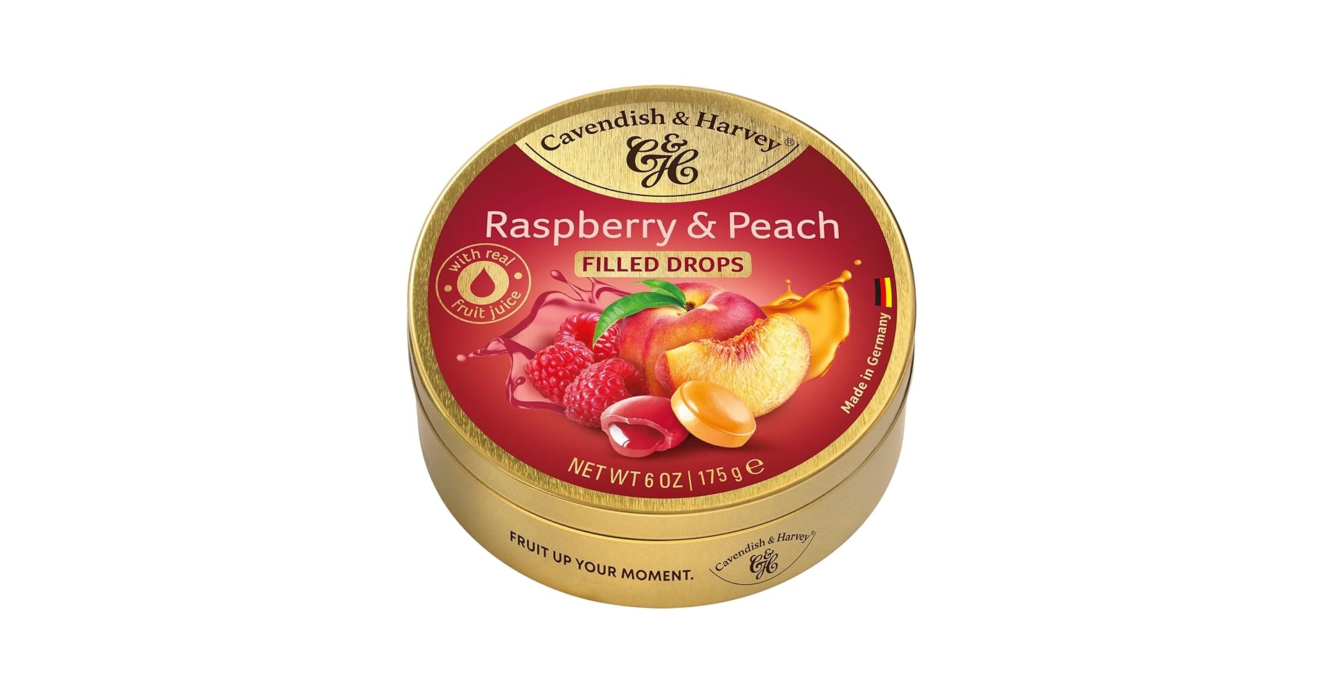 Cavendish & Harvey Limited Edition Raspberry and Peach Candy Drops Real Fruit Juice Filled (4)