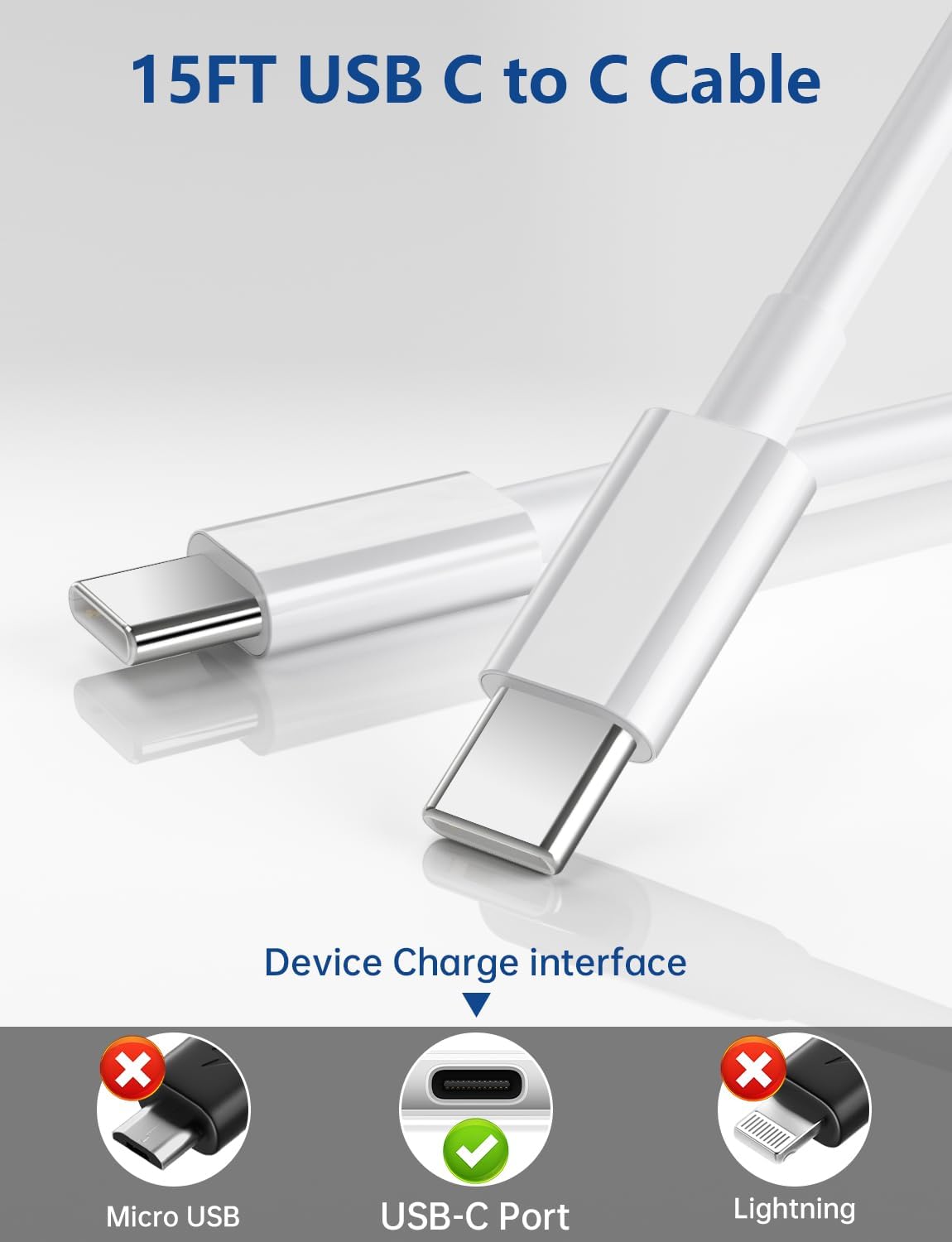 Cabepow Confezione da 2 cavi da USB C a USB C, lungo 60 W da USBC a USBC per ricarica rapida - bianco