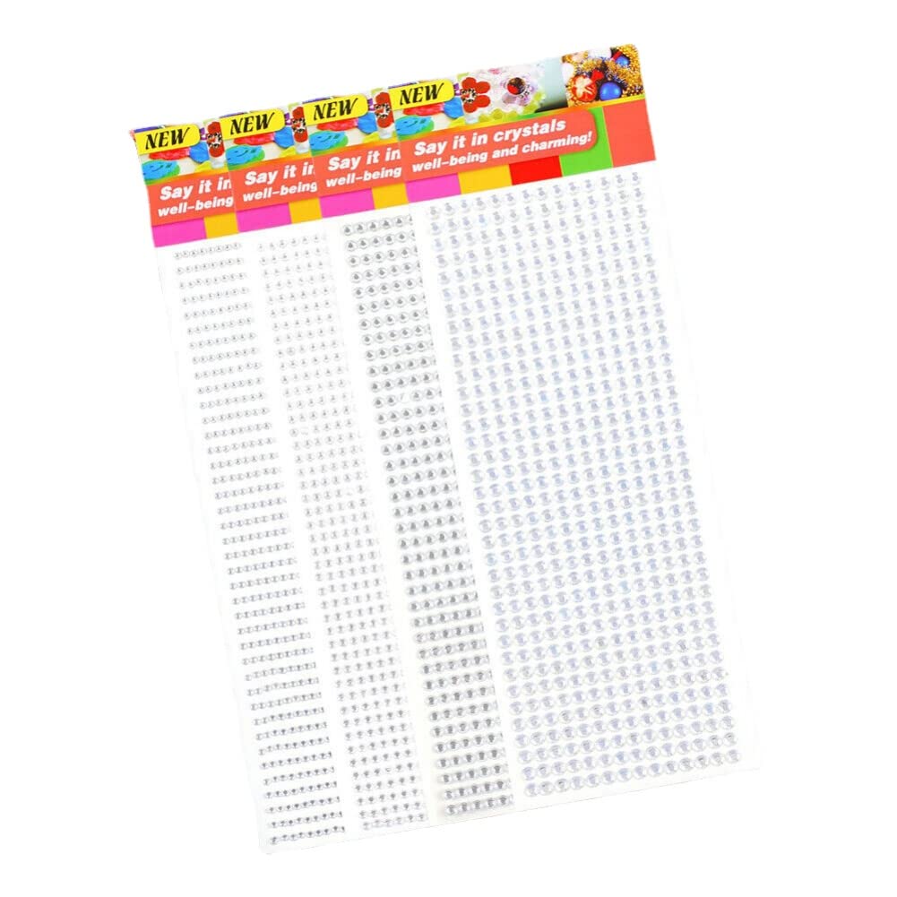 Anso White 1Pcs 3/4/6Mm Diy Rhinestone Stickers Self Adhesive Diamante Crystal Craft Gems Acrylic Sticky (,3Mm)