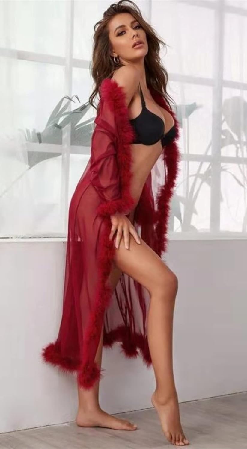 Honeystore Women's Sexy Chiffon Babydoll Nightwear Long Gown Lingerie with Thong