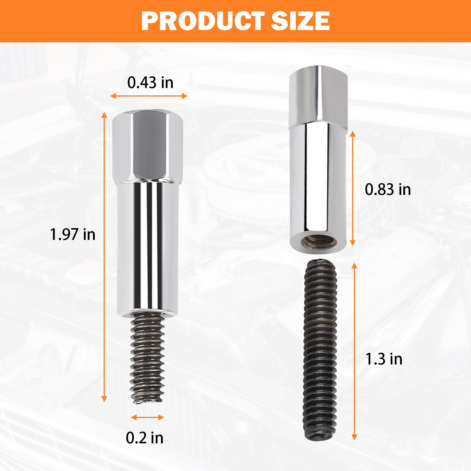 Mały blok chromowany zestaw śrub z łbem sześciokątnym do CHEVY 283 305 327 350 383 SBC STUD KIT 8 SZTUK/ZESTAW, stal chromowana z wykończeniem z czarnego tlenku,