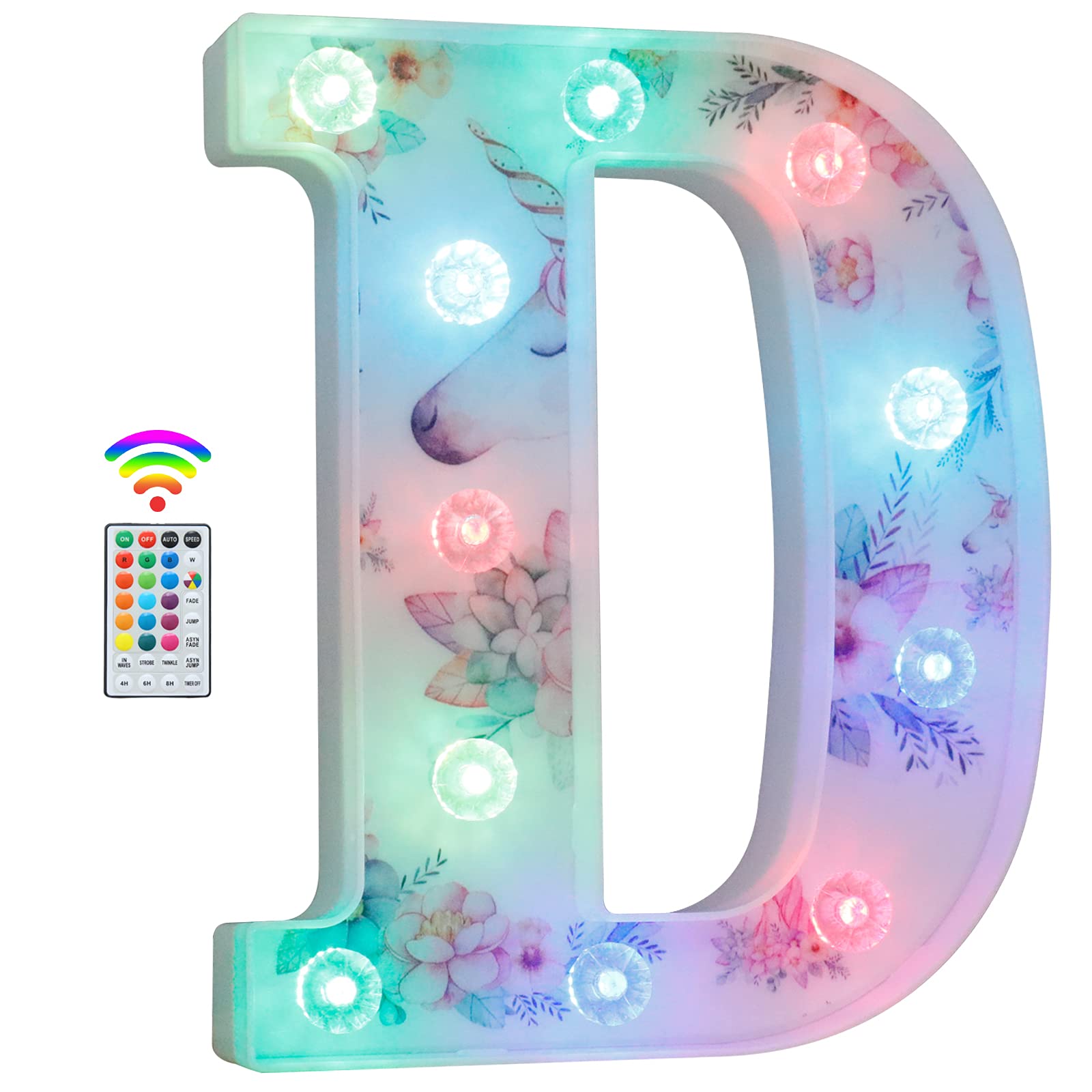 Unicorn LED Light Up Letters, 18 Color Changing Diamond Alphabet Sign Unicorn Gifts for Girls Women Party Birthday Decorations Remote Night Light Christmas Valentine Wall Table Decor - A — view 28