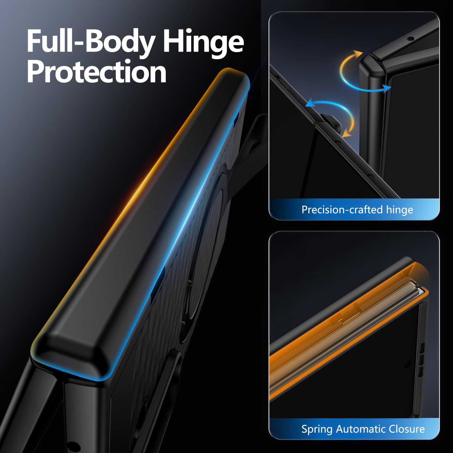 TIANNIUKE Custodia per Samsung Galaxy Z Fold 7 con pellicola protettiva, anello magnetico girevole a 360°, supporto con cinturino in silicone, adatta per MagSafe [antiscivolo] custodia protettiva per